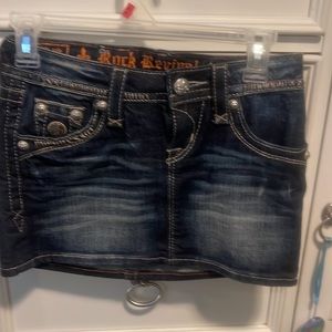 Dark Blue Denim Mini Skirt Rock Revival Buckle sz 24 / xs / 00